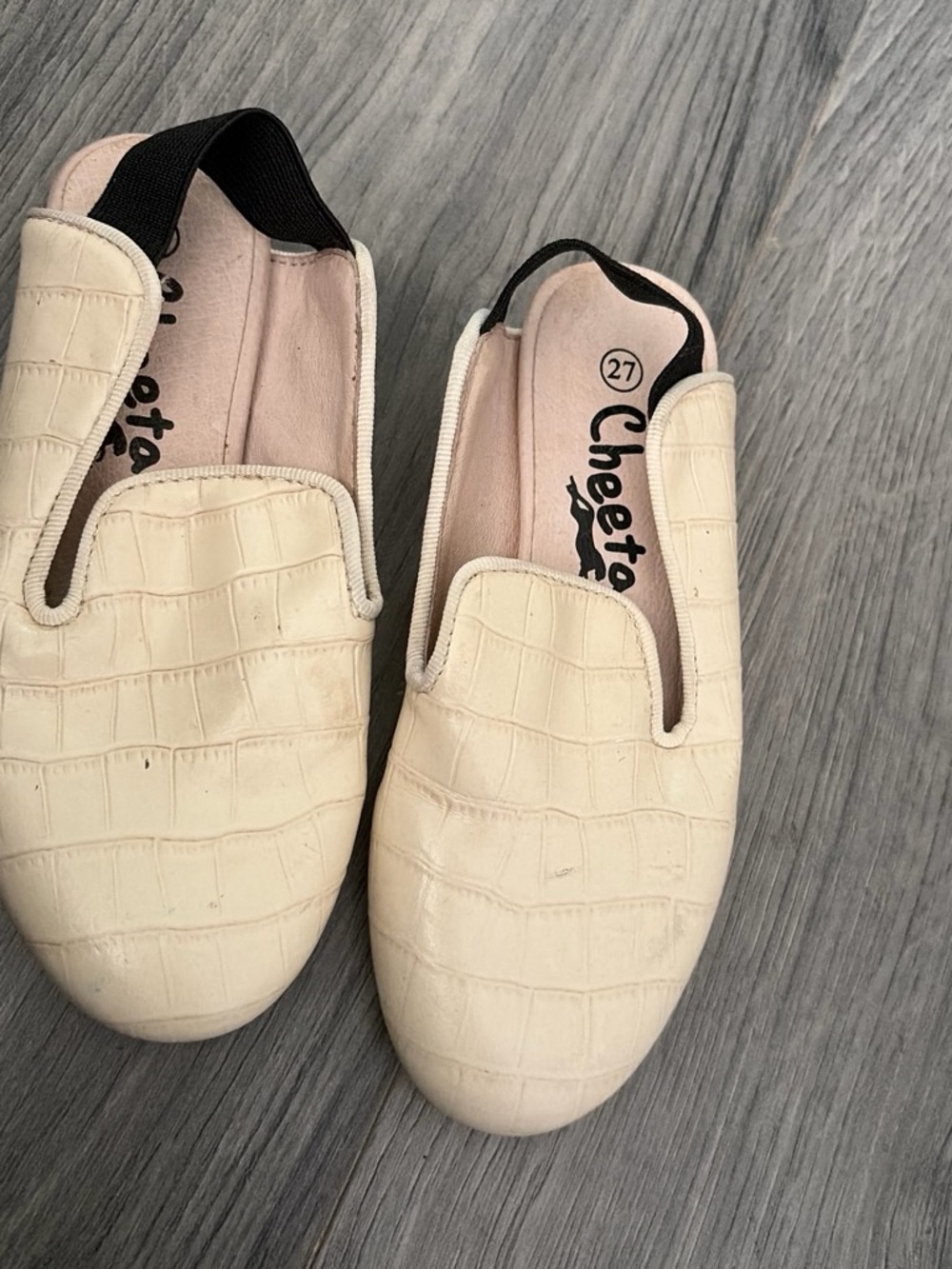 Kids Slip-On Dress Shoes in Cream